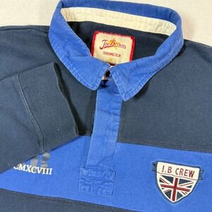 Joe Browns Mens Rugby Shirt Long Sleeve Blue MCMXC VIII Union Jack‎ Large